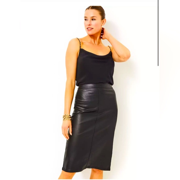 Lilly Pulitzer Dresses & Skirts - NWT Lilly Pulitzer Fairview Stretch Coated Mini Skirt Noir